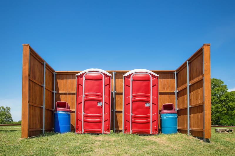 Short-term porta potty units staged for delivery in Laramie, Wyoming